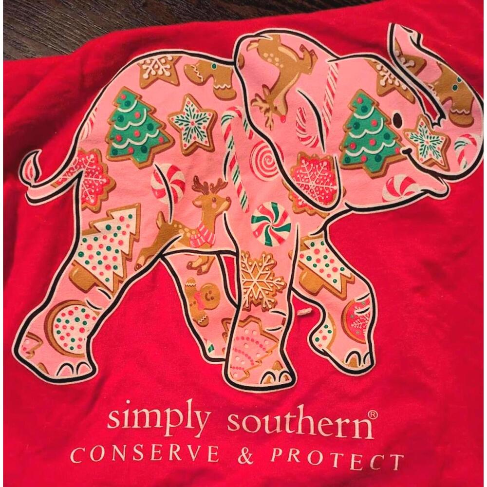 Simply Southern Red Long Sleeve Shirt with Elephant Graphic